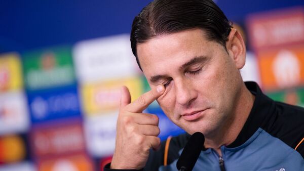 Steht unter Druck: Leverkusens Trainer Gerardo Seoane., © Marius Becker/dpa