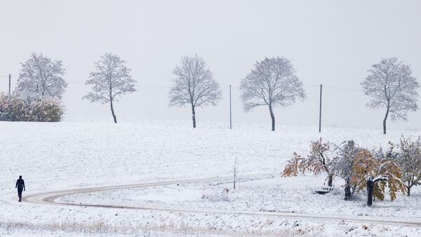 Schnee bedeckt die Landschaft., © Daniel Karmann/dpa/Symbolbild